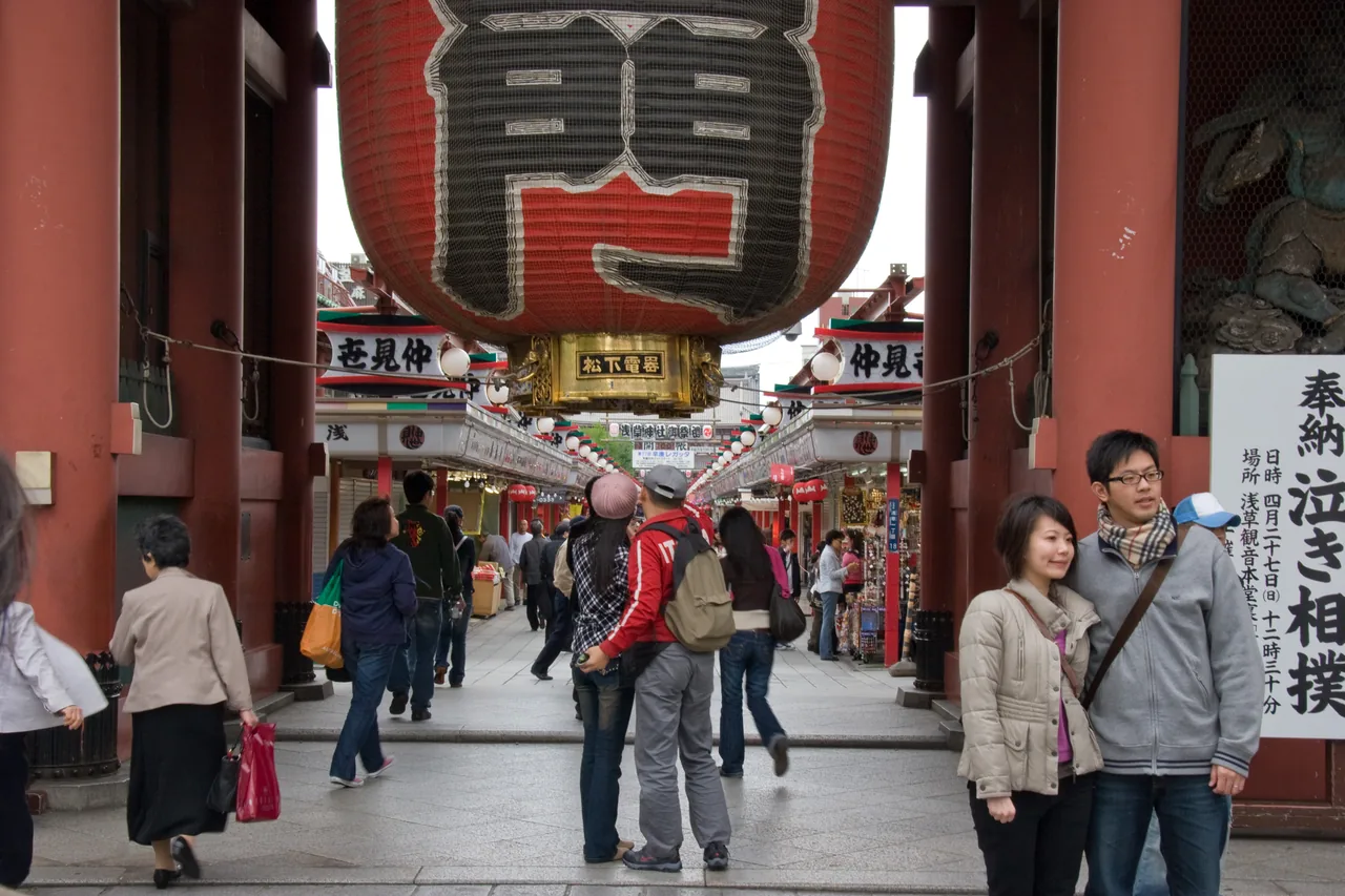 Senso-ji temple and Nakamise street in Asakusa, Tokyo Senso-ji temple and Nakamise street in Asakusa, Tokyo