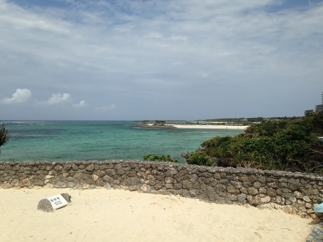 Emerald-green sea at a beach on Okinawa's coast