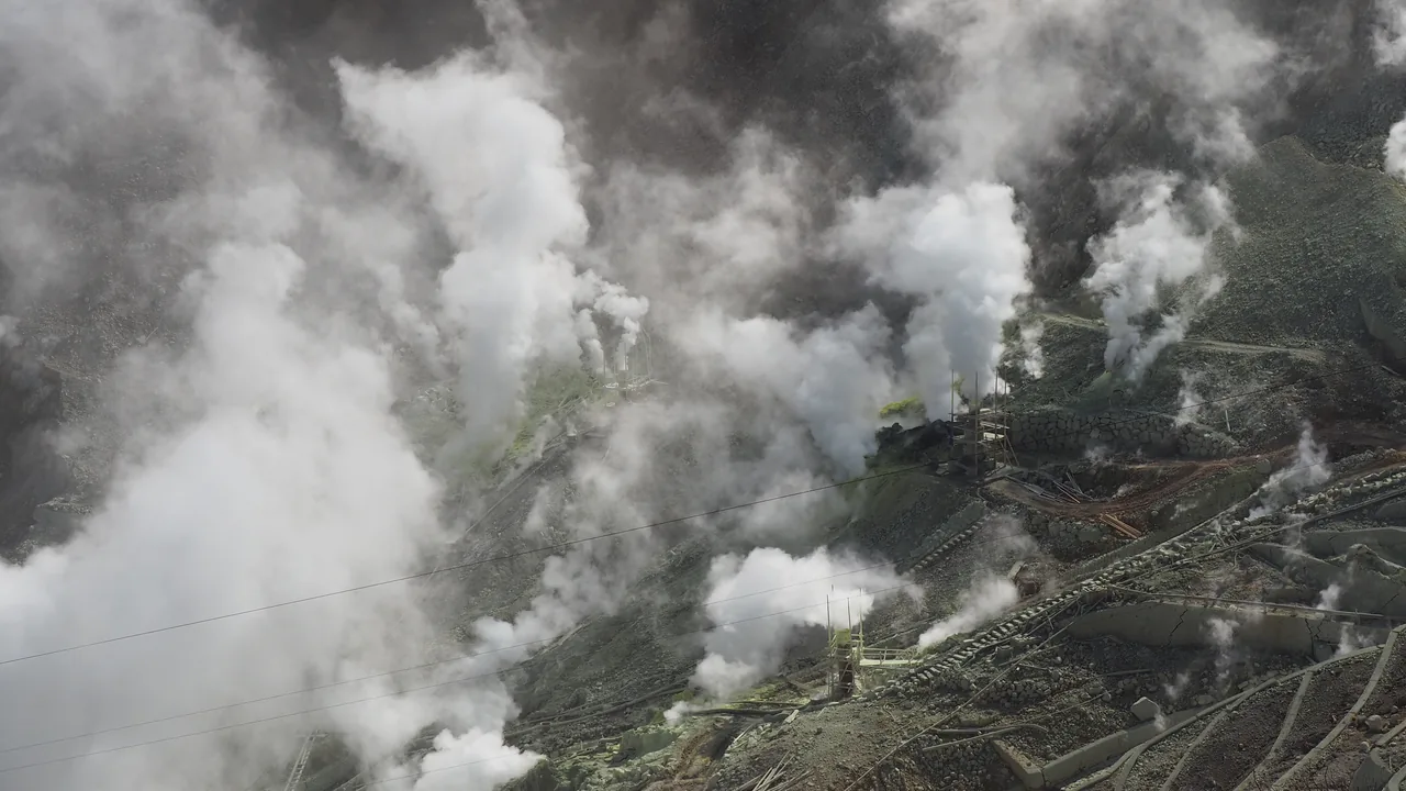 Sulfur steam vents at Owakudani volcanic valley