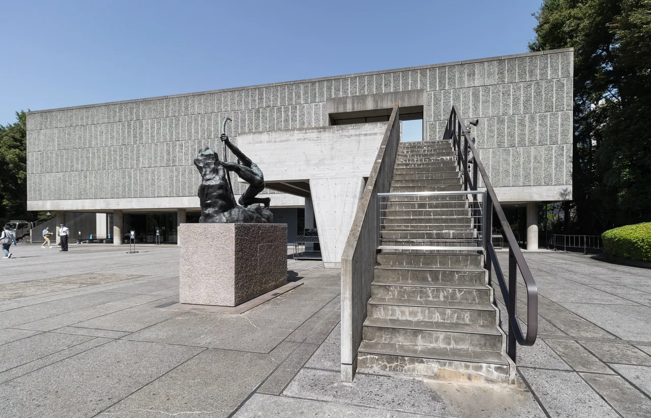 The Le Corbusier-designed National Museum of Western Art with a Rodin bronze in the forecourt