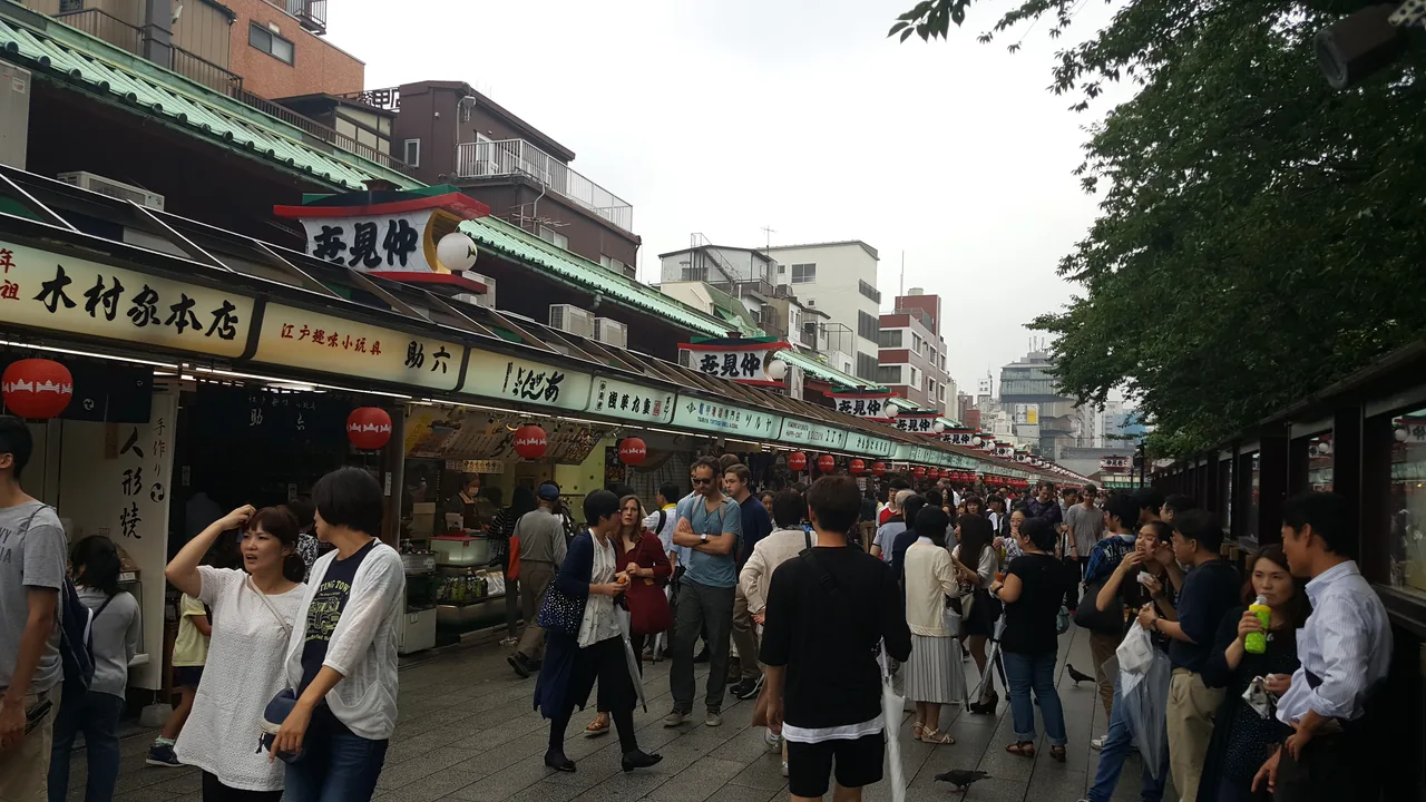 Nakamise-dori shopping street leading to Senso-ji Temple in Asakusa Nakamise-dori shopping street leading to Senso-ji Temple in Asakusa