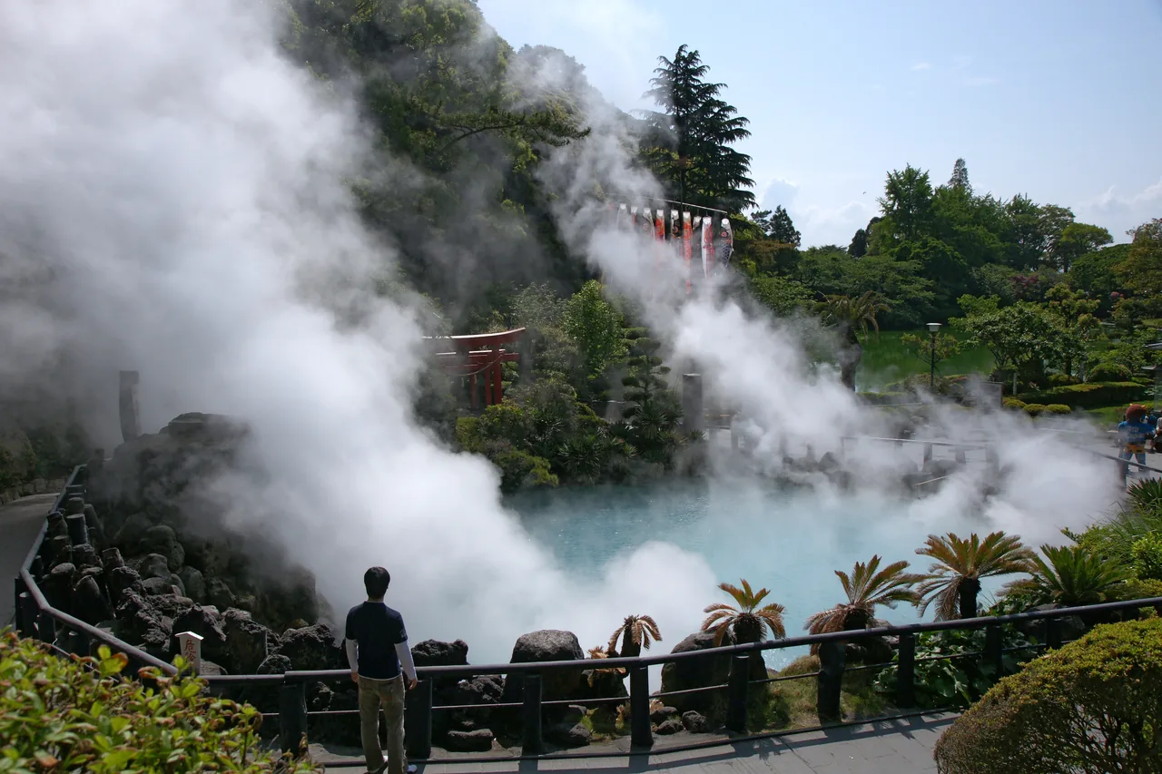 Umi Jigoku, the cobalt-blue 'Sea Hell' hot spring pool in Beppu
