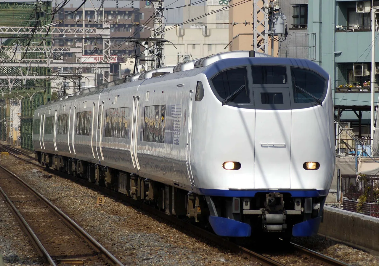 A JR Haruka limited express train, the fast link from Kansai Airport to Kyoto A JR Haruka limited express train, the fast link from Kansai Airport to Kyoto