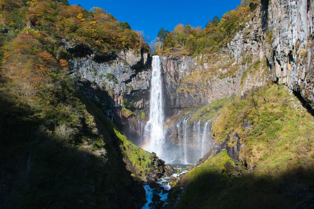 Kegon Falls, the 97-meter waterfall near Lake Chuzenji in Nikko