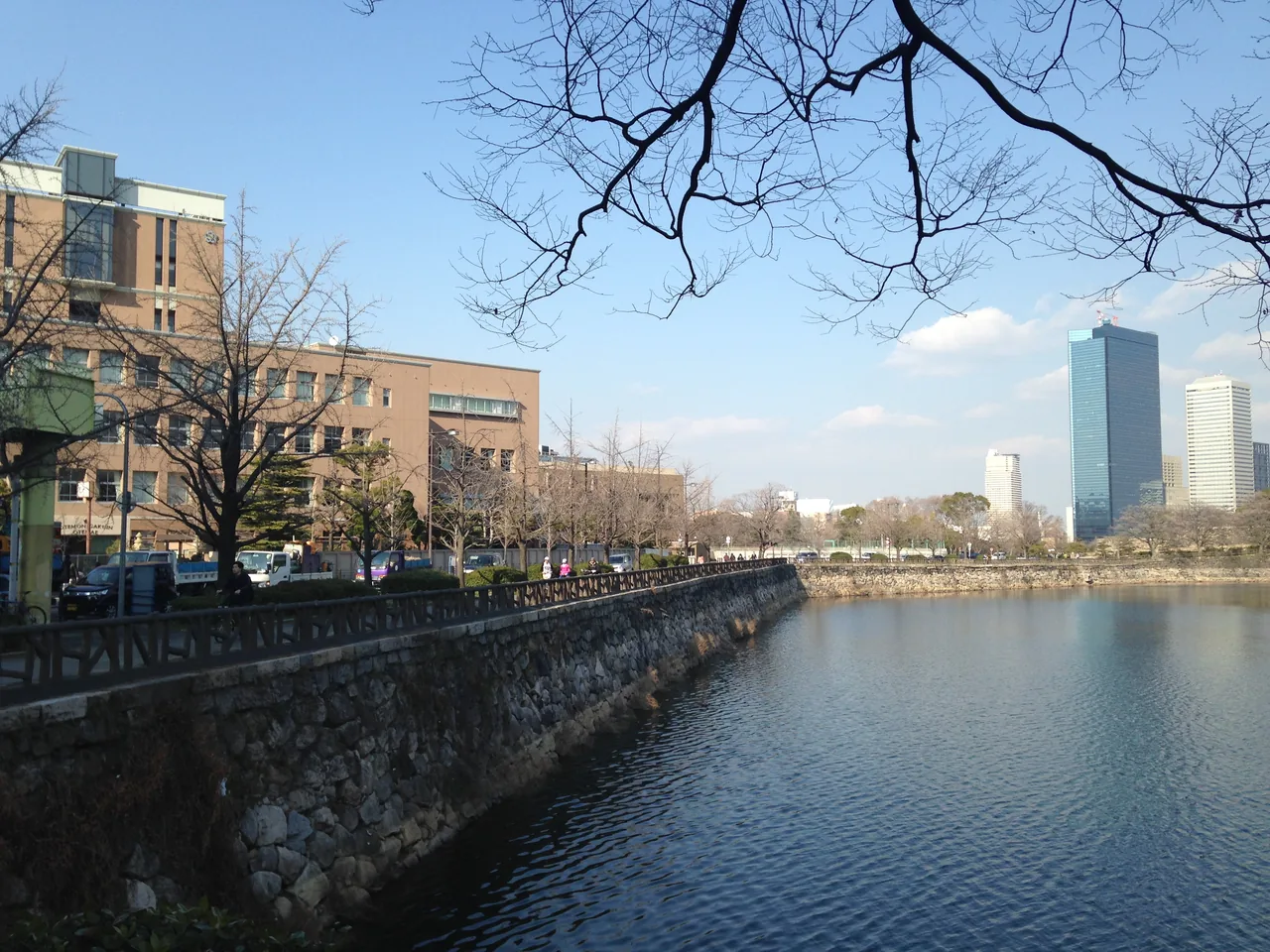 Osaka Castle's outer moat and stone walls Osaka Castle's outer moat and stone walls
