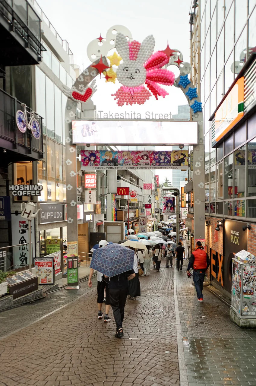 Takeshita Street in Harajuku, a pedestrian street lined with youth-fashion shops near Shibuya Takeshita Street in Harajuku, a pedestrian street lined with youth-fashion shops near Shibuya