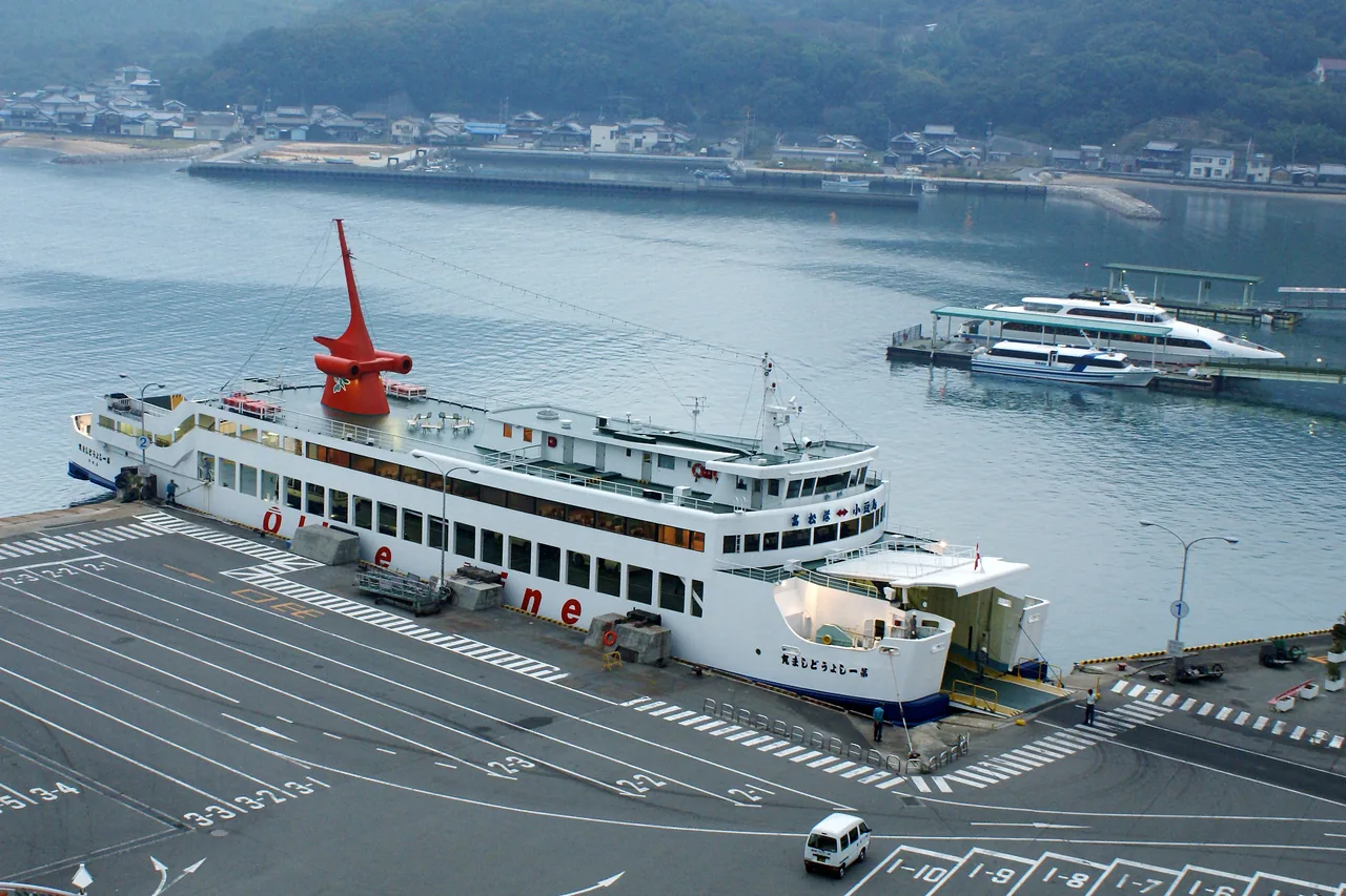 A ferry berthed at Tonosho Port on Shodoshima A ferry berthed at Tonosho Port on Shodoshima